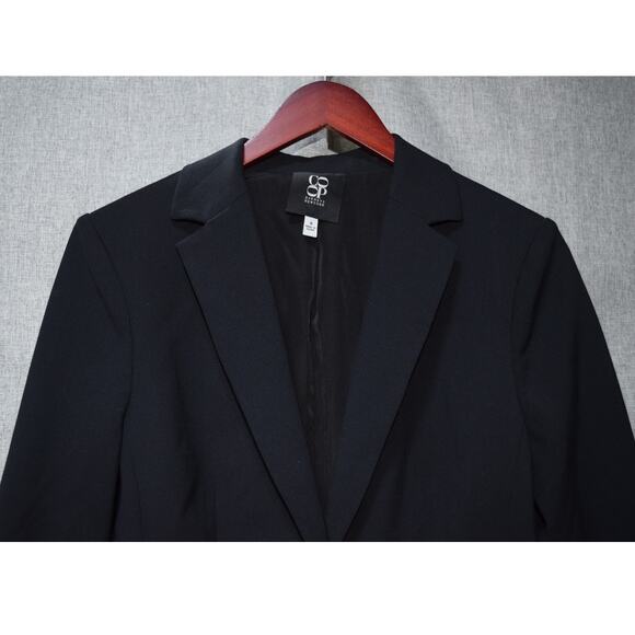 Barneys New York CO-OP Black Wool Blend One-Button Blazer Size 8 - Picture 2 of 3